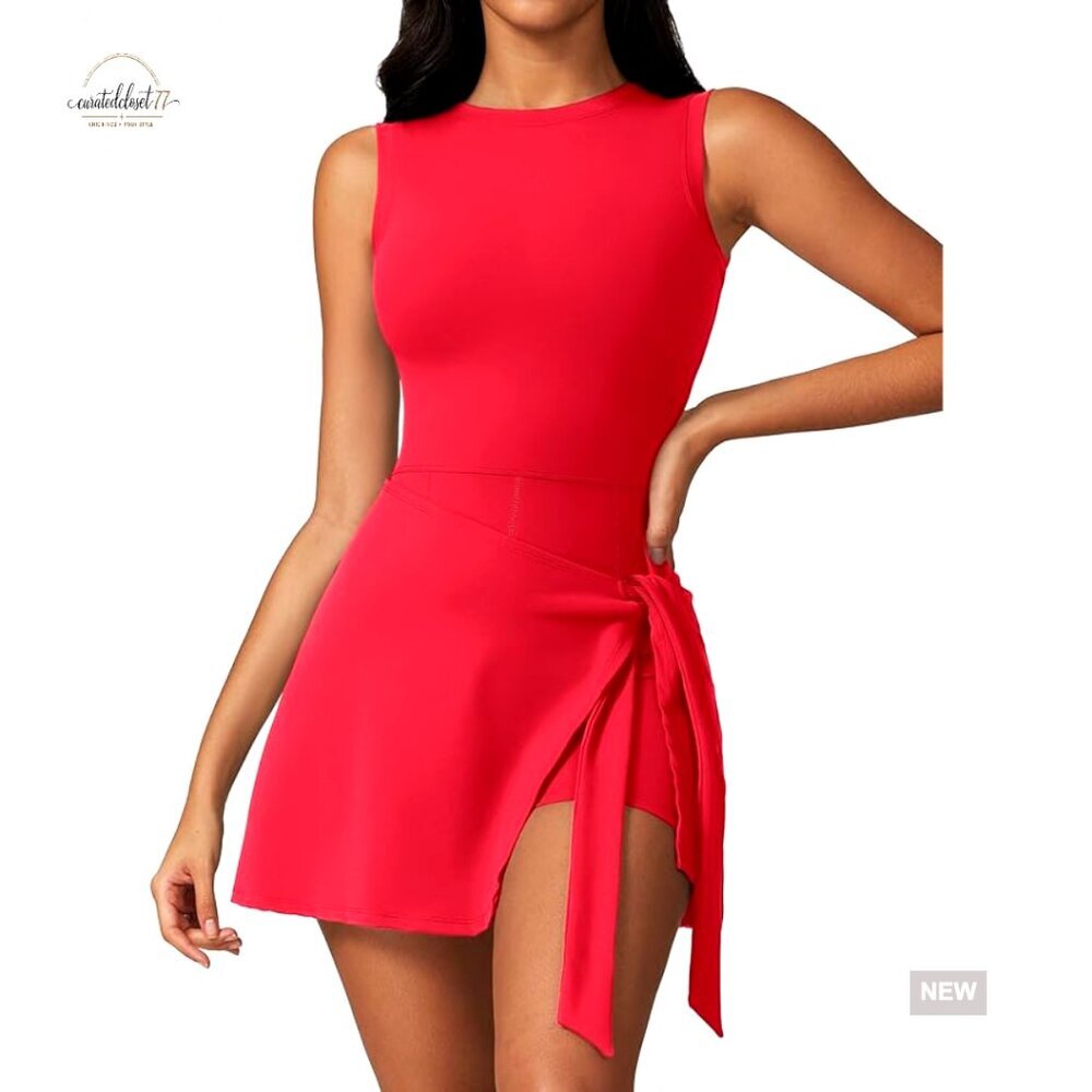 Sleeveless Active Dress with Built-in Shorts, Pockets, Recycled Material